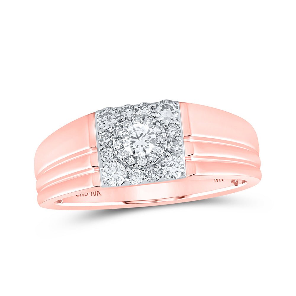 Men's Rings | 10kt Rose Gold Mens Round Diamond Solitaire Band Ring 1/2 Cttw | Splendid Jewellery GND