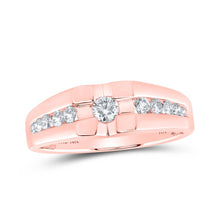 Load image into Gallery viewer, 10kt Rose Gold Men&#39;s Diamond Solitaire Band Ring - Timeless Elegance - Alternate view 1 from Splendid Jewellery