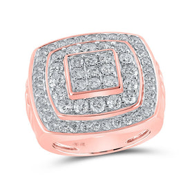 Splendid Jewellery 10kt Rose Gold Square Diamond Men's Ring - 4 Cttw - Alternate view 1 from Splendid Jewellery