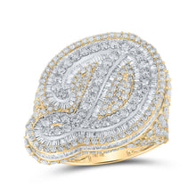 Load image into Gallery viewer, 10kt Two-tone Gold Mens Baguette Diamond D Initial Letter Ring 9-1/4 Cttw - Alternate view 1 from Splendid Jewellery