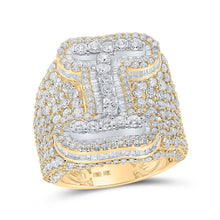Load image into Gallery viewer, 10kt Two-tone Gold Men&#39;s Baguette Diamond I Initial Letter Ring - Captivating Elegance - Alternate view 1 from Splendid Jewellery