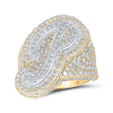 Load image into Gallery viewer, 10kt Two-tone Gold Mens Baguette Diamond P Initial Letter Ring 7 Cttw - Alternate view 1 from Splendid Jewellery