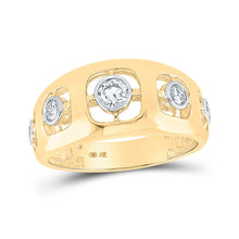 Load image into Gallery viewer, 10kt Two-tone Gold Men&#39;s Round Diamond Band Ring 5/8 Cttw - A Dazzling Statement of Masculine Elegance - Alternate view 1 from Splendid Jewellery