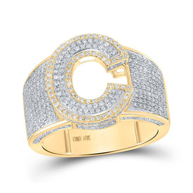 10kt Two-tone Gold Mens Round Diamond C Initial Letter Ring 1 Cttw | Splendid Jewellery - Alternate view 1 from Splendid Jewellery
