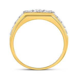 Men's Rings | 10kt Two-tone Gold Mens Round Diamond Graduated Band Ring 1 Cttw | Splendid Jewellery GND