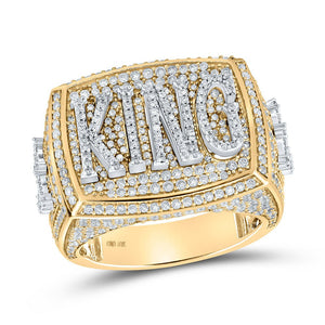 Men's Rings | 10kt Two-tone Gold Mens Round Diamond King Ring 2-3/4 Cttw | Splendid Jewellery GND