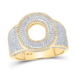 Men's Rings | 10kt Two-tone Gold Mens Round Diamond O Initial Letter Ring 1 Cttw | Splendid Jewellery GND