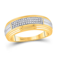 Load image into Gallery viewer, 10kt Two-tone Gold Men&#39;s Round Diamond Pave Band Ring 1/6 Cttw | Dazzling Elegance - Alternate view 1 from Splendid Jewellery