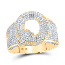 Load image into Gallery viewer, 10kt Two-tone Gold Men&#39;s Round Diamond Q Initial Letter Ring 1 Cttw | Splendid Jewellery - Alternate view 1 from Splendid Jewellery
