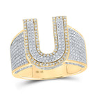 Splendid Jewellery 10kt Two-tone Gold Mens Round Diamond U Initial Letter Ring 1 Cttw - Alternate view 1 from Splendid Jewellery