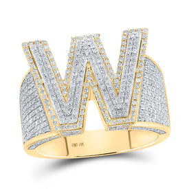 10kt Two-tone Gold Men's Round Diamond W Initial Letter Ring - 1-1/3 Cttw | Splendid Jewellery - Alternate view 1 from Splendid Jewellery