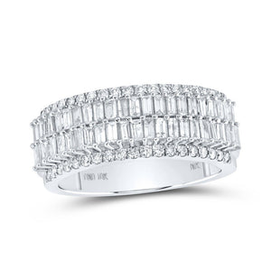 Men's Rings | 10kt White Gold Mens Baguette Diamond Band Ring 1-1/3 Cttw | Splendid Jewellery GND