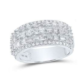 Splendid Jewellery 10kt White Gold Baguette and Round Diamond Men's Band Ring - 1-3/4 Cttw - Alternate view 1 from Splendid Jewellery