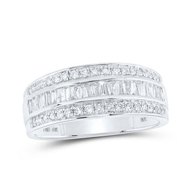 Splendid Jewellery 10kt White Gold Baguette and Round Diamond Men's Band Ring, 7/8 Cttw - Alternate view 1 from Splendid Jewellery