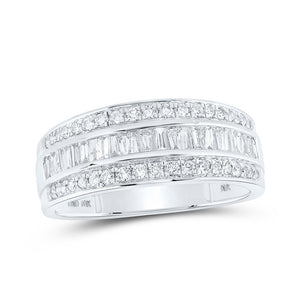 Men's Rings | 10kt White Gold Mens Baguette Diamond Band Ring 7/8 Cttw | Splendid Jewellery GND