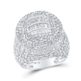 Elegant 10kt White Gold Mens Baguette Diamond Cluster Ring - 5-1/4 Cttw - Alternate view 1 from Splendid Jewellery