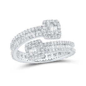 10kt White Gold Baguette Diamond Cuff Eternity Band Ring - 1-5/8 Cttw - Alternate view 1 from Splendid Jewellery