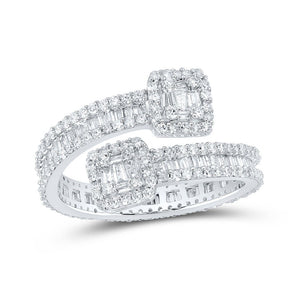 Men's Rings | 10kt White Gold Mens Baguette Diamond Cuff Eternity Band Ring 1-5/8 Cttw | Splendid Jewellery GND