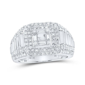 Sparkling Square Diamond Men's Ring in 10kt White Gold - 1-1/2 Cttw - Alternate view 1 from Splendid Jewellery