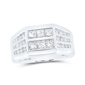 10kt White Gold Men's Princess Diamond Band Ring - 1-1/2 Cttw | Exquisite Jewellery - Alternate view 1 from Splendid Jewellery