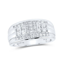 Load image into Gallery viewer, 10kt White Gold Men&#39;s Princess Diamond Band Ring - 1 Cttw | Majestic Jewels - Alternate view 1 from Splendid Jewellery