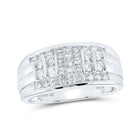 10kt White Gold Men's Princess Diamond Band Ring - 1 Cttw | Majestic Jewels - Alternate view 1 from Splendid Jewellery