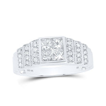 Load image into Gallery viewer, Splendid Jewellery 10kt White Gold Mens Princess Diamond Band Ring - A Dazzling Statement of Masculine Elegance and Style - Alternate view 1 from Splendid Jewellery
