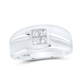 10kt White Gold Men's Princess Diamond Band Ring - Exquisite Brilliance! - Alternate view 1 from Splendid Jewellery