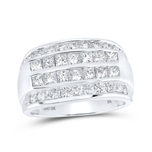 Men's Rings | 10kt White Gold Mens Princess Diamond Band Ring 2-1/2 Cttw | Splendid Jewellery GND