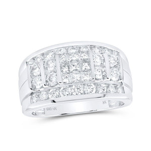 Men's Rings | 10kt White Gold Mens Princess Diamond Band Ring 2 Cttw | Splendid Jewellery GND