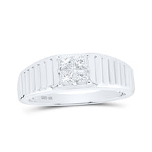 Load image into Gallery viewer, 10kt White Gold Ribbed Shank Band Ring with Princess Cut Diamonds - 1/2 Cttw | Splendid Jewellery - Alternate view 1 from Splendid Jewellery