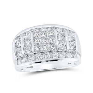 Men's Rings | 10kt White Gold Mens Princess Diamond Round Band Ring 3 Cttw | Splendid Jewellery GND