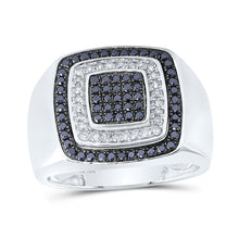 Load image into Gallery viewer, 10kt White Gold Square Ring with Black Color Treated Diamond - Sleek and Striking Men&#39;s Jewelry - Alternate view 1 from Splendid Jewellery