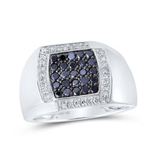 Load image into Gallery viewer, 10kt White Gold Square Ring with Black Color Treated Diamond - A Dazzling Statement Piece for Men - Alternate view 1 from Splendid Jewellery