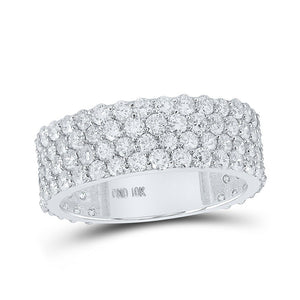 Men's Rings | 10kt White Gold Mens Round Diamond 4-Row Band Ring 4-1/4 Cttw | Splendid Jewellery GND