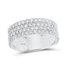 Load image into Gallery viewer, Elegant 10kt White Gold Mens Round Diamond 4-Row Pave Band Ring - 3-3/8 Cttw - Alternate view 1 from Splendid Jewellery