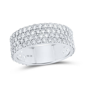 Elegant 10kt White Gold Mens Round Diamond 4-Row Pave Band Ring - 3-3/8 Cttw - Alternate view 1 from Splendid Jewellery