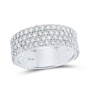 Men's Rings | 10kt White Gold Mens Round Diamond 4-Row Pave Band Ring 3-3/8 Cttw | Splendid Jewellery GND