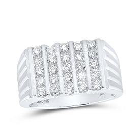 Exquisite 10kt White Gold Men's Diamond 5-Row Band Ring - 1 Cttw | Splendid Jewellery - Alternate view 1 from Splendid Jewellery