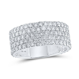 Splendid Jewellery 10kt White Gold Men's Round Diamond 5-Row Pave Band Ring - Exquisite 4-3/8 Ct.t.w. - Alternate view 1 from Splendid Jewellery