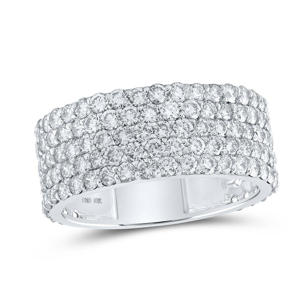 Men's Rings | 10kt White Gold Mens Round Diamond 5-Row Pave Band Ring 4-3/8 Cttw | Splendid Jewellery GND