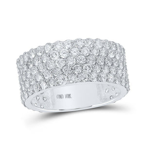 Men's Rings | 10kt White Gold Mens Round Diamond 5-row Pave Band Ring 5 Cttw | Splendid Jewellery GND