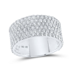 Splendid Jewellery 10kt White Gold Mens Round Diamond 6-Row Pave Band Ring - A Dazzling Statement of Masculine Elegance - Alternate view 1 from Splendid Jewellery