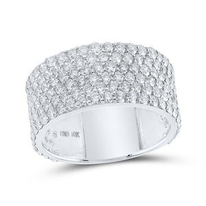 Men's Rings | 10kt White Gold Mens Round Diamond 6-Row Pave Band Ring 4-3/4 Cttw | Splendid Jewellery GND
