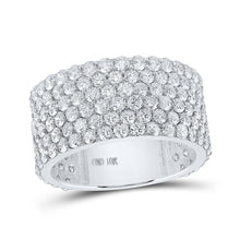 Load image into Gallery viewer, Elegant 10kt White Gold Men&#39;s Round Diamond 6-Row Pave Band Ring - 6-1/2 Cttw - Alternate view 1 from Splendid Jewellery