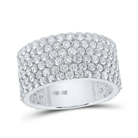Elegant 10kt White Gold Men's Round Diamond 6-Row Pave Band Ring - 6-1/2 Cttw - Alternate view 1 from Splendid Jewellery