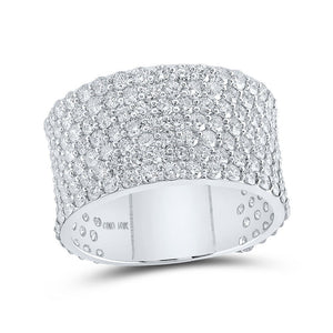 Men's Rings | 10kt White Gold Mens Round Diamond 7-Row Pave Band Ring 5-5/8 Cttw | Splendid Jewellery GND