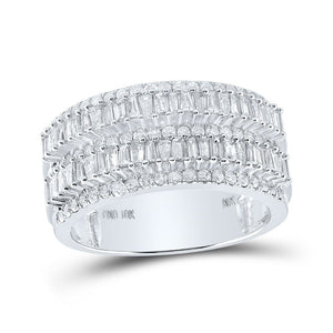 Men's Rings | 10kt White Gold Mens Round Diamond Band Ring 1-1/2 Cttw | Splendid Jewellery GND