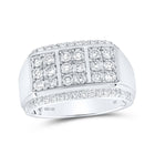 Sophisticated Brilliance: 10kt White Gold Mens Round Diamond Band Ring 1-1/2 Cttw - Alternate view 1 from Splendid Jewellery