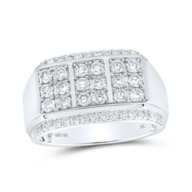 Sophisticated Brilliance: 10kt White Gold Mens Round Diamond Band Ring 1-1/2 Cttw - Alternate view 1 from Splendid Jewellery